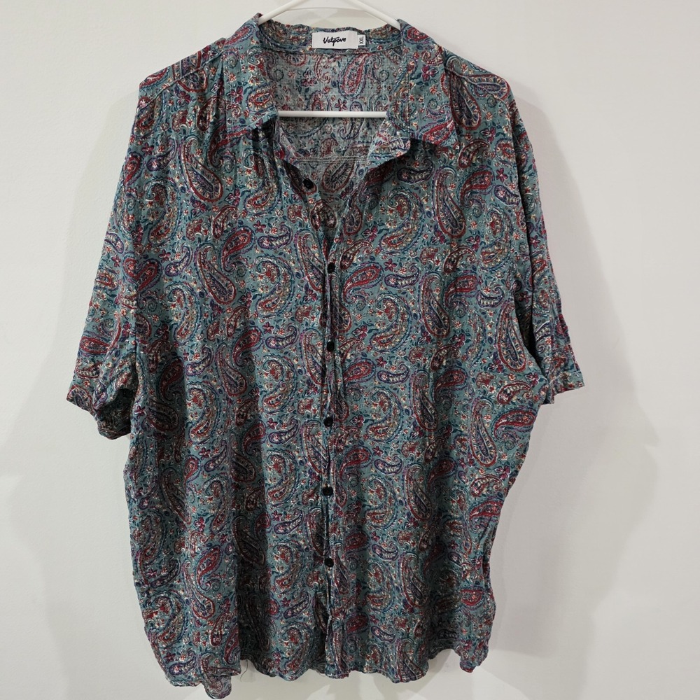 Vatpave Mens Button Up Shirt Size XXL‎ Paisley Floral Print